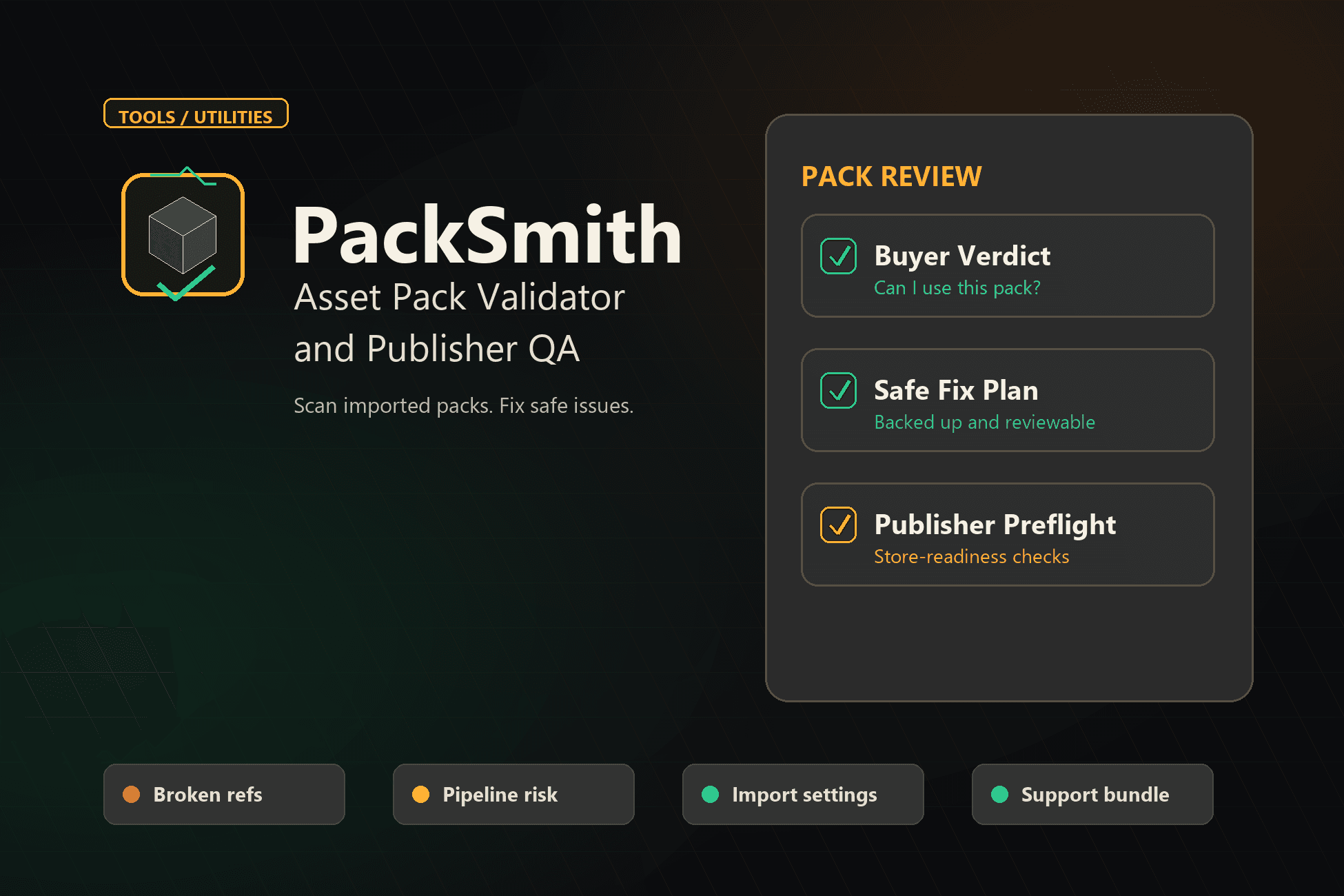 PackSmith Asset Pack Validator and Publisher QA cover