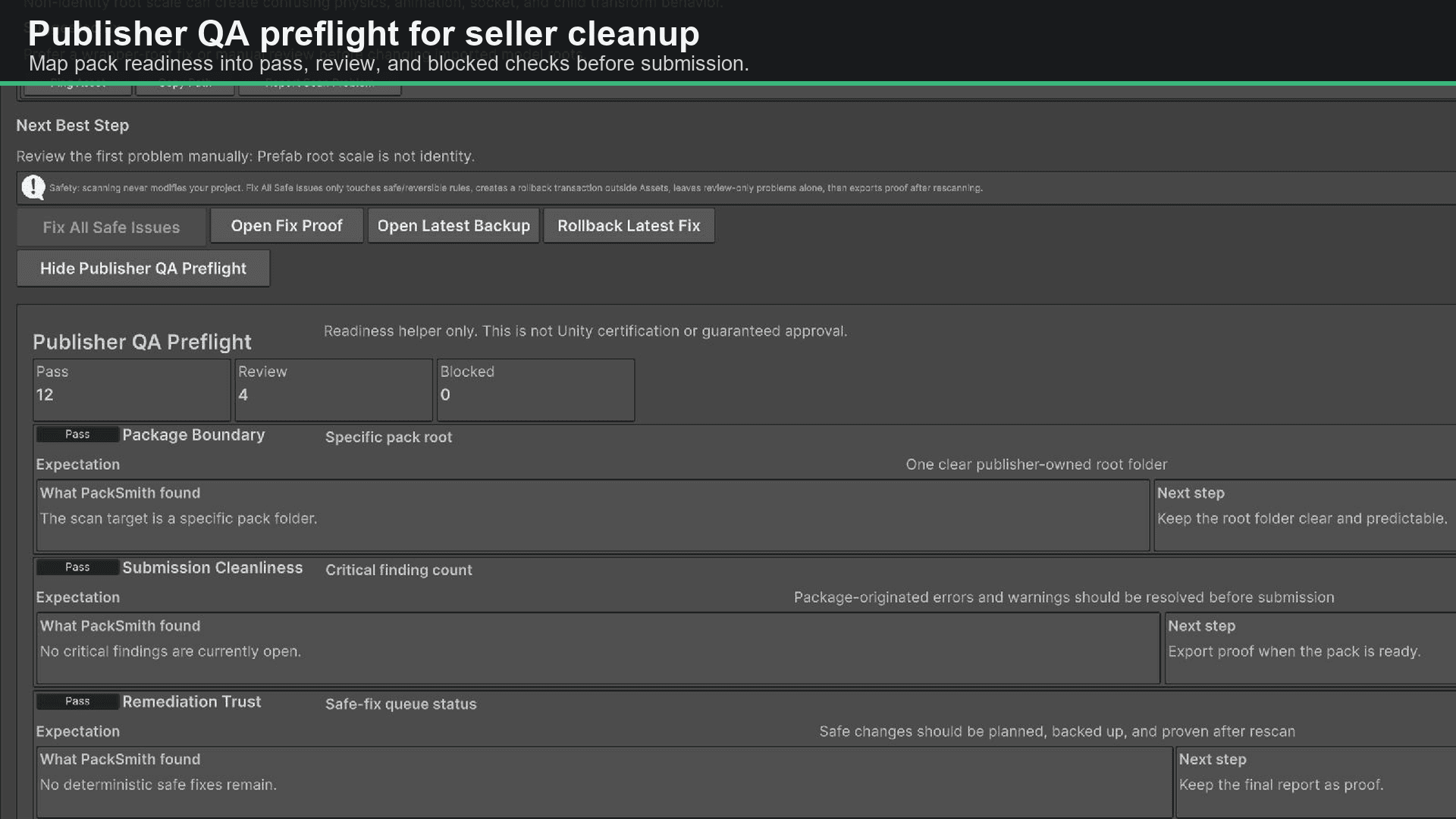 Publisher QA screenshot